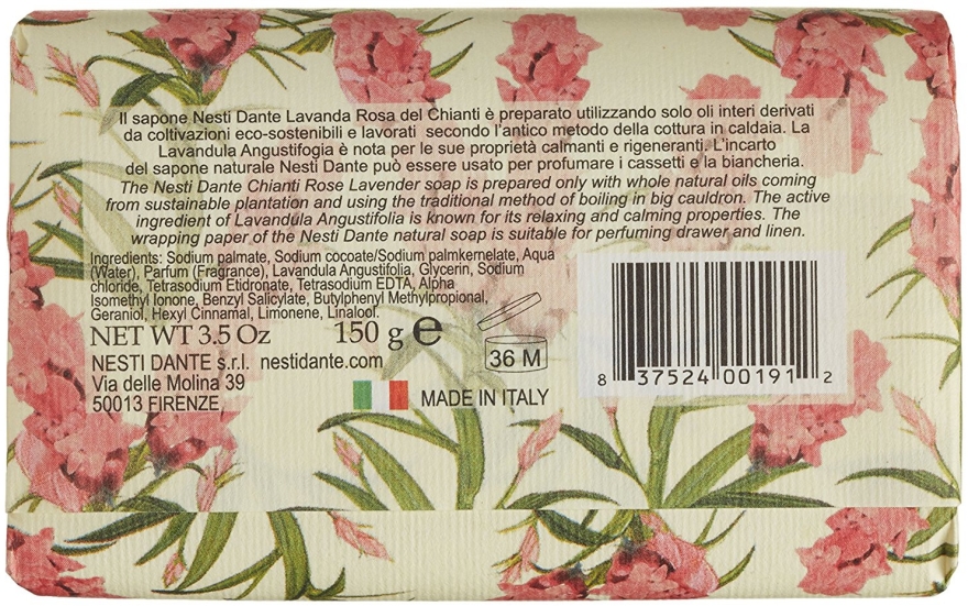 Naturalne mydło w kostce Lawenda - Nesti Dante Lavanda Rosa del Chianti Soap — Zdjęcie N2
