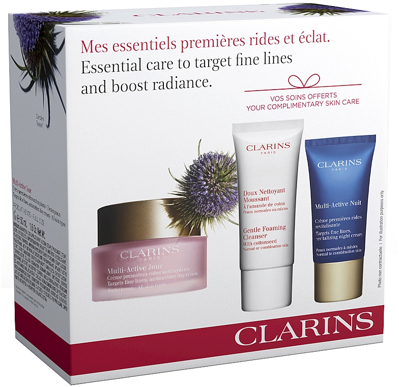 Zestaw - Clarins Multi Active (day/cream/50ml + night/cream/15ml + cleanser/30ml) — Zdjęcie N1