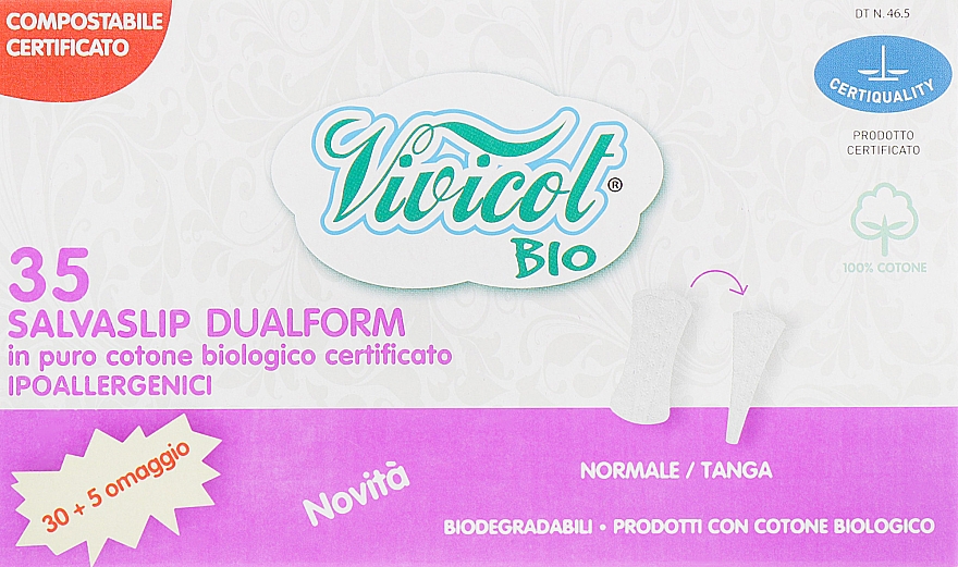 Wkładki higieniczne, 35 szt. - Vivicot Bio Dualform Liners — Zdjęcie N2