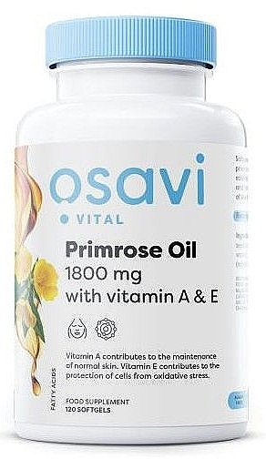 Kapsułki z olejem z wiesiołka z witaminami A i E - Osavi Primrose Oil With Vitamin A & E — Zdjęcie N1