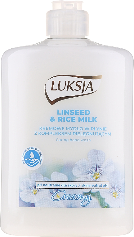 Nawilżające mydło w płynie do rąk Len i mleczko ryżowe - Luksja Linen&Rice Milk Soap