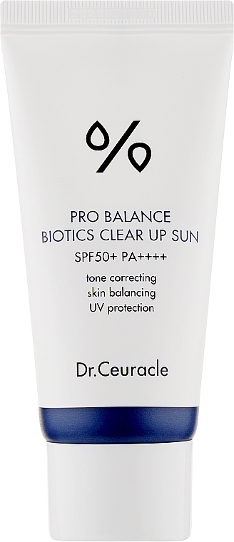 Probiotyczny krem rozświetlający do opalania - Dr.Ceuracle Pro Balance Biotics Clear Up Sun SPF50+