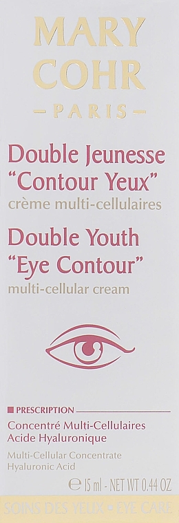 Przeciwstarzeniowy krem pod oczy - Mary Cohr Double Youth “Eye Contour” — Zdjęcie N1