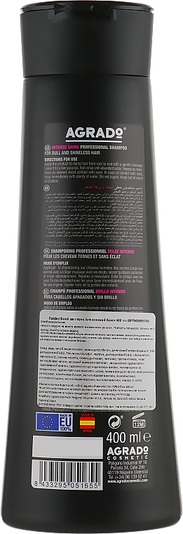 Intensywnie nabłyszczający szampon do włosów z prowitaminą B5, proteinami jedwabiu i kolagenem - Agrado Intense Glos Shampoo — Zdjęcie N2