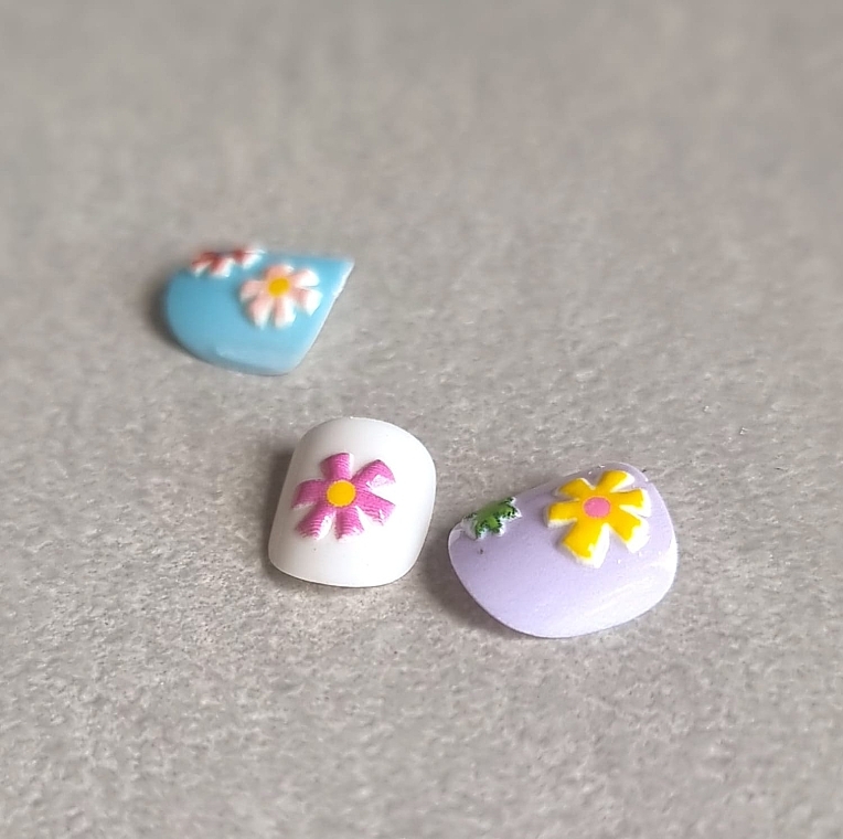 Samoprzylepne paznokcie 3D dla dzieci, 984 Kwiaty, 12 szt. - Deni Carte Tipsy Kids  — Zdjęcie N6
