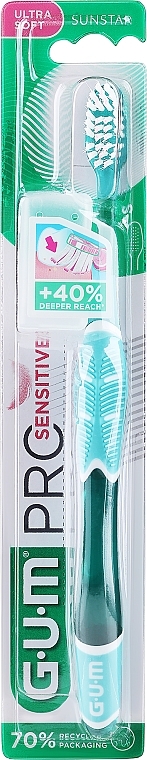 Szczoteczka do zębów, zielona - Sunstar Gum Pro Sensitive Toothbrush Ultra Soft — Zdjęcie N1