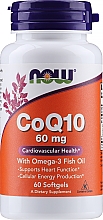 Koenzym Q10, 60 mg, 60 kapsułek żelatynowych - Now Foods CoQ10 With Omega-3 — Zdjęcie N1