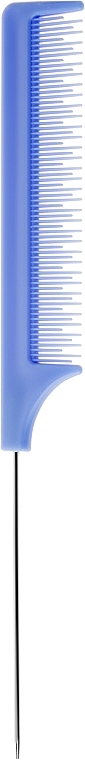 Grzebień do włosów z metalową końcówką, niebieski - Inter-Vion — Zdjęcie N1