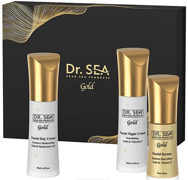 Zestaw - Dr.Sea Gift Gold Box 24 HR Daily (d/cr/50ml + n/cr/50ml + ser/30ml) — Zdjęcie N1