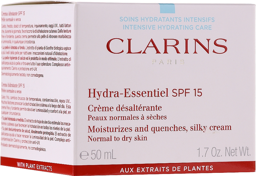 Nawilżający krem do twarzy do skóry normalnej i suchej SPF 15 - Clarins Hydra-Essentiel Silky Cream