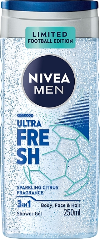 Żel pod prysznic 3 w 1 do ciała, twarzy i włosów - Nivea Men Ultra Fresh Limited Football Edition — Zdjęcie N1