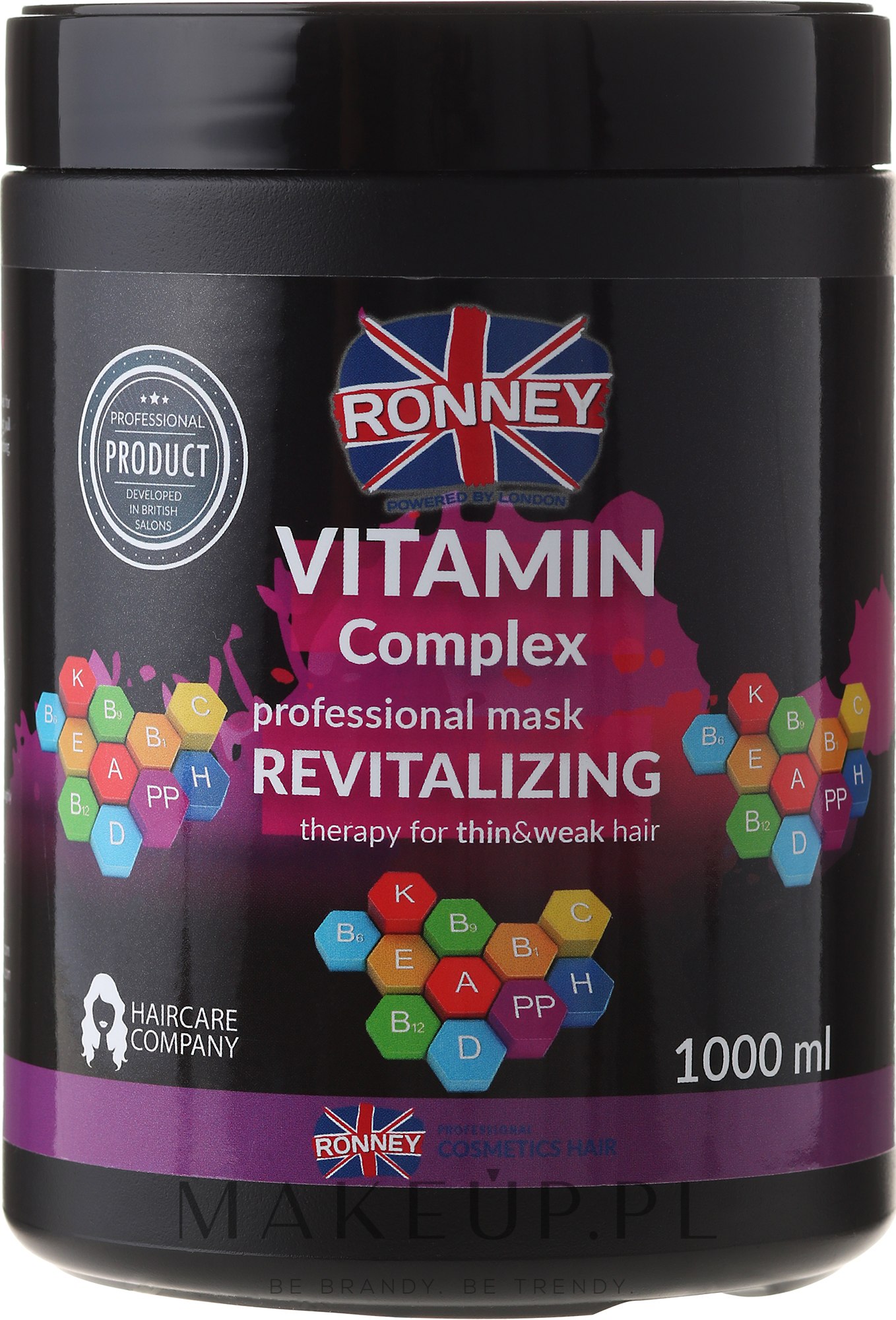 Witaminowa maska do włosów cienkich i osłabionych - Ronney Professional Vitamin Complex Revitalizing Mask — Zdjęcie 1000 ml