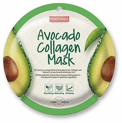 Maska w płachcie z awokado - Purederm Avocado Collagen Mask — Zdjęcie N1
