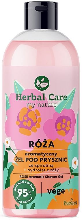 Aromatyczny żel pod prysznic ze spiruliną Róża - Farmona Herbal Care Rose Aromatic Shower Gel — Zdjęcie N1