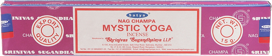 Kadzidła Mistyczna joga - Satya Mystic Yoga Incense