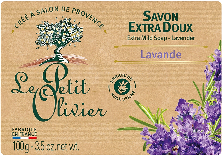 Delikatne mydło kosmetyczne Lawenda - Le Petit Olivier Extra mild soap Lavender — Zdjęcie N1