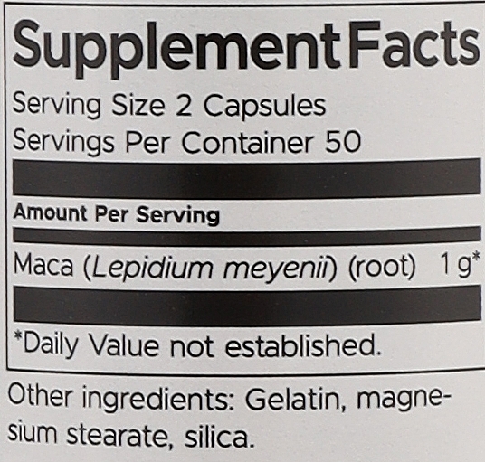 Suplement diety Ekstrakt z maku, 500 mg, 100 szt. - Swanson Maca — Zdjęcie N3