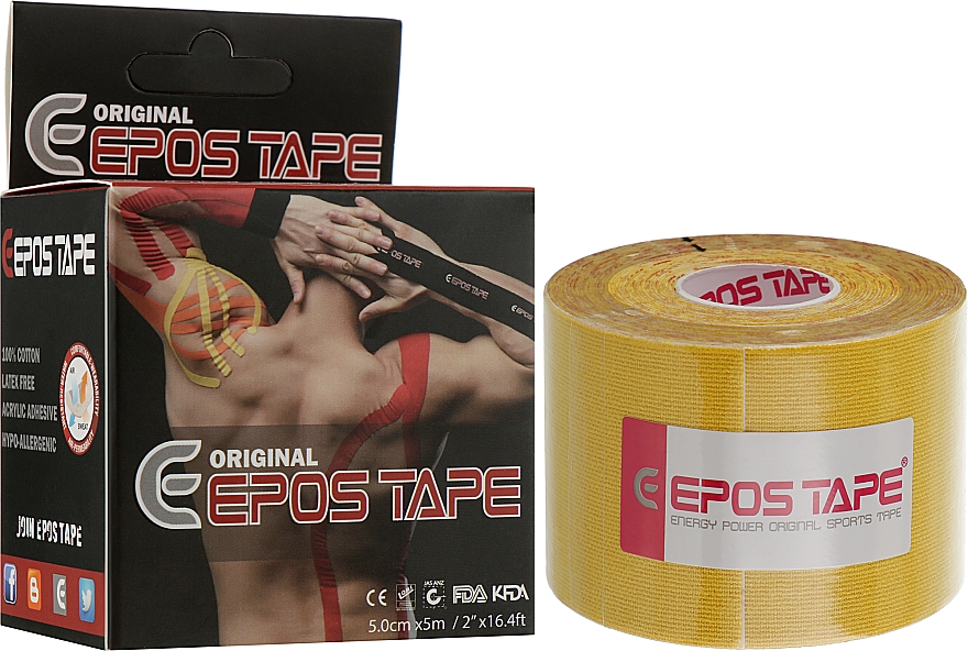 Taśma kinezjologiczna żółta - Epos Tape Original — Zdjęcie N2