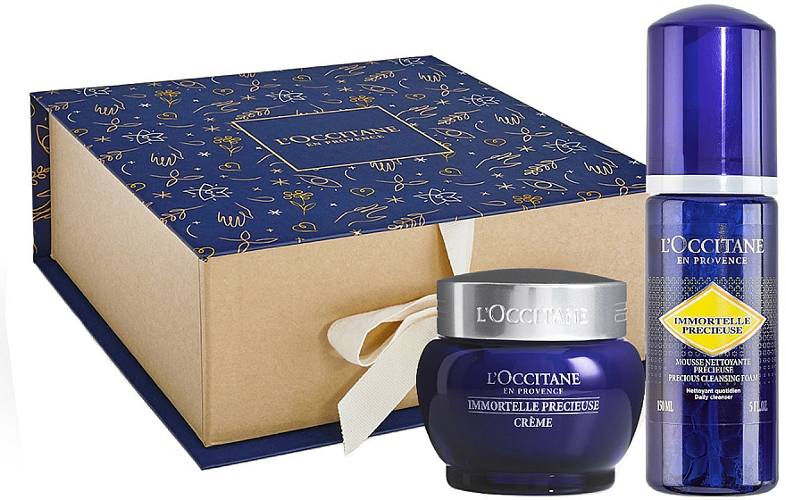 Zestaw - L'Occitane Immortelle Precious Christmas Gift Set (f/cr 50 ml + foam 150 ml + box) — Zdjęcie N2