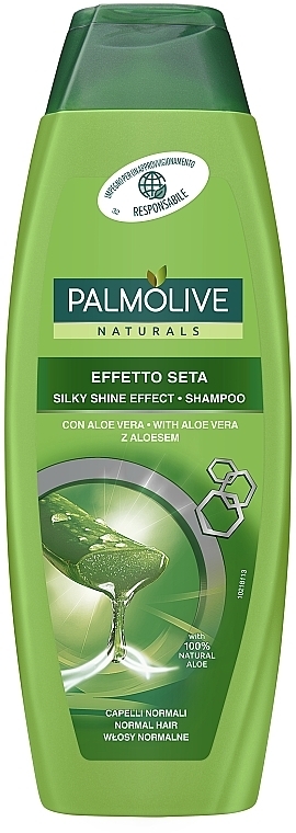 Szampon zwiększający blask włosów Aloes i proteiny jedwabiu - Palmolive Naturals Silky Shine Effect Shampoo — Zdjęcie N1