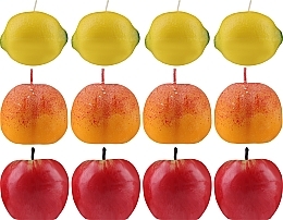 Zestaw świec ozdobnych cytryna + brzoskwinia + czerwone jabłka (candle 12 pcs) - AD  — Zdjęcie N2