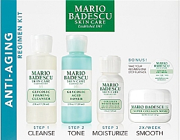Kup PRZECENA! Zestaw - Mario Badescu Anti-Aging Kit (cleanser 59 ml + toner 59 ml + cr 29 ml + mask 14 ml + eye/cr/mini) *