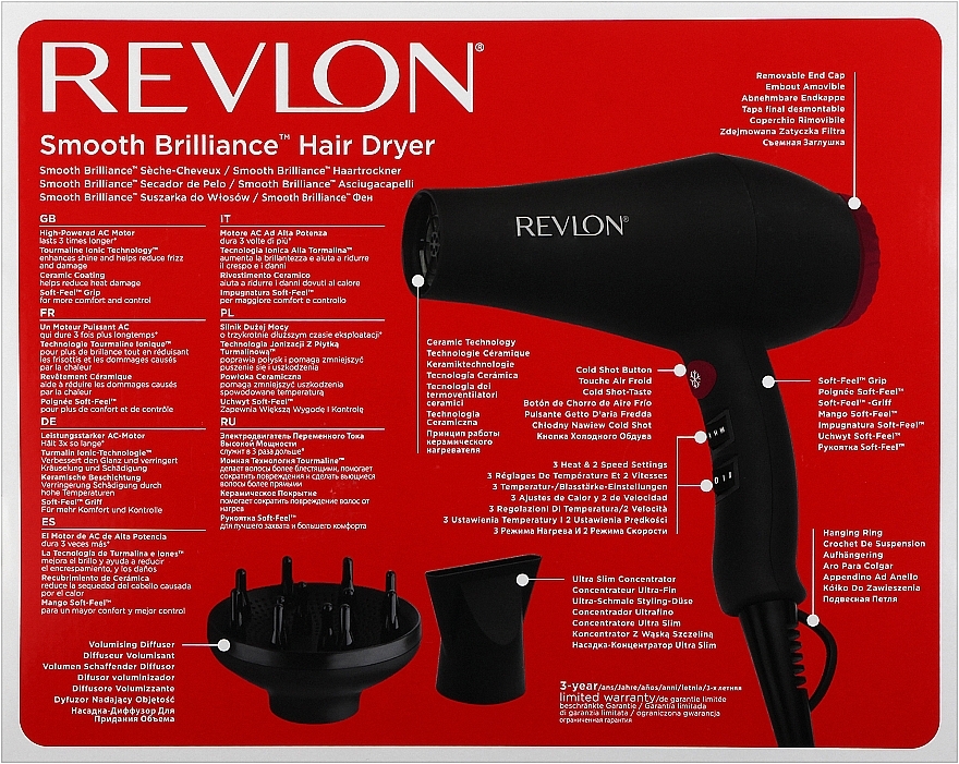 Suszarka do włosów - Revlon Smooth Brilliance Hair Dryer — Zdjęcie N2