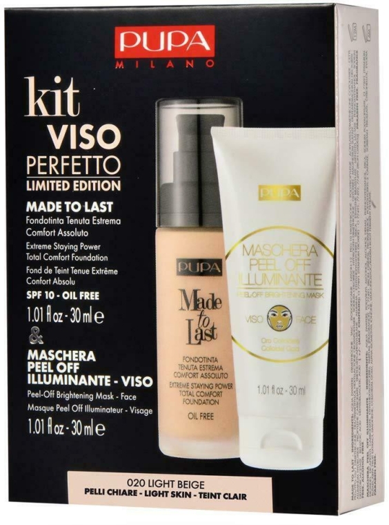 Zestaw - Pupa Kit Viso Perfetto Made To Last Foundation And Maschera Peel Off Illuminante — Zdjęcie N1