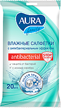 Kup Chusteczki nawilżane o działaniu antybakteryjnym, 20 szt. - Aura Family Antibacterial Wet Wipes