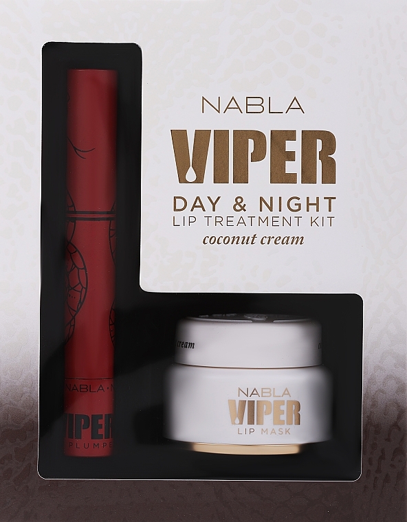 Zestaw - Nabla Viper Day & Night Lip Treatment Kit Coconut Cream (lip/plumper/4ml + lip/mask/15ml) — Zdjęcie N1