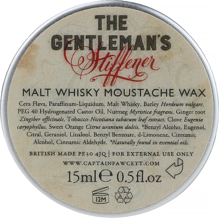 Wosk do wąsów - Captain Fawcett The Gentleman's Stiffener Malt Whisky Moustache Wax — Zdjęcie N2