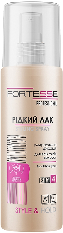 Ultramocny płynny lakier do włosów - Fortesse Professional Style Hairspray Ultra Strong — Zdjęcie N1