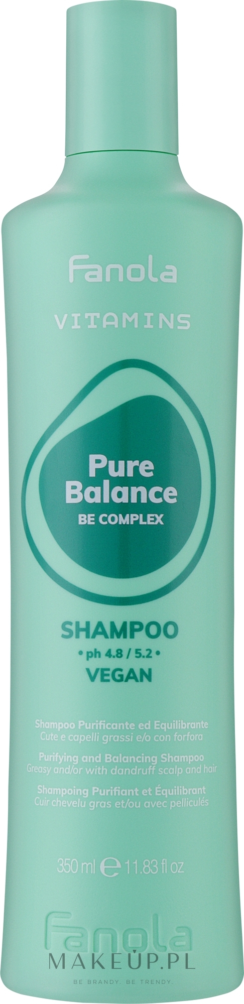 Szampon oczyszczający i balansujący - Fanola Vitamins Pure Balance Shampoo — Zdjęcie 350 ml
