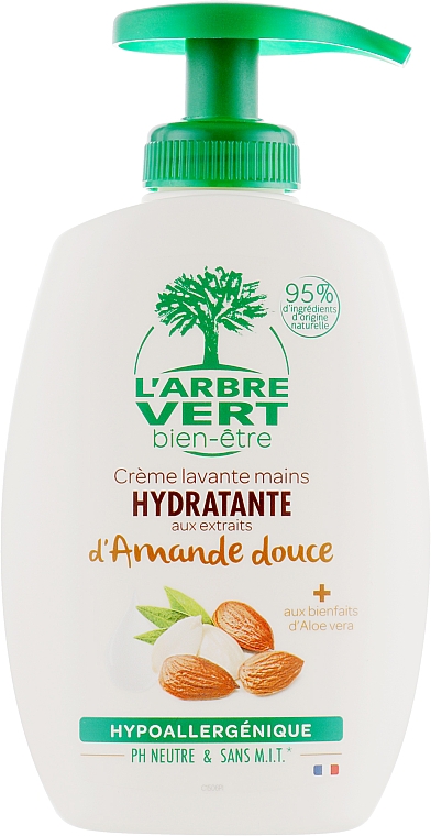 Mydło do rąk Migdały - L'Arbre Vert Hand Wash Almond Bio (z dozownikiem) — Zdjęcie N1