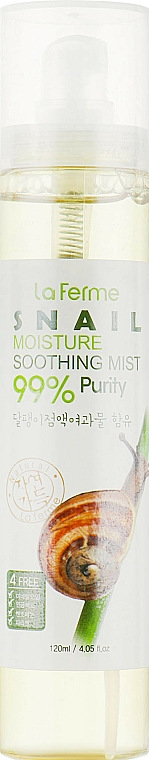 Kojąco-nawilżająca mgiełka do twarzy z mucyną ślimaka - FarmStay La Ferme Snail Moisture Soothing Mist — Zdjęcie N1