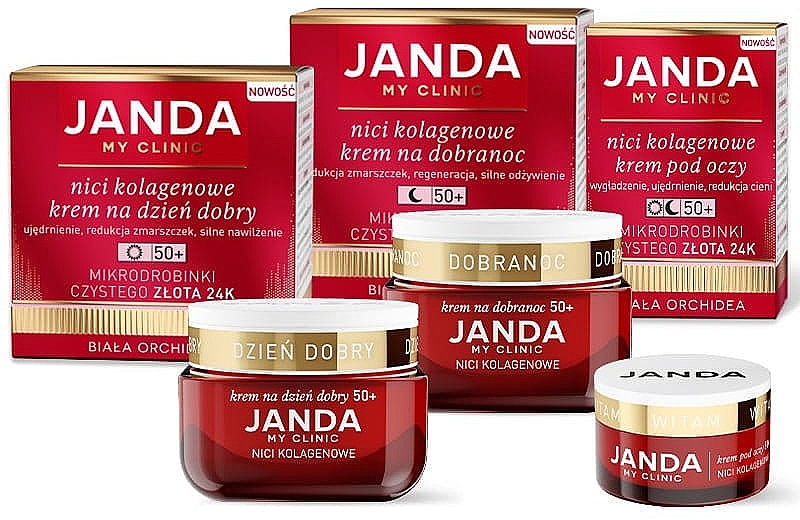 Zestaw kremów Nici kolagenowe - Janda My Clinic 50+ (day/cr/50ml + night/cr/50ml + eye/cr/15ml) — Zdjęcie N2