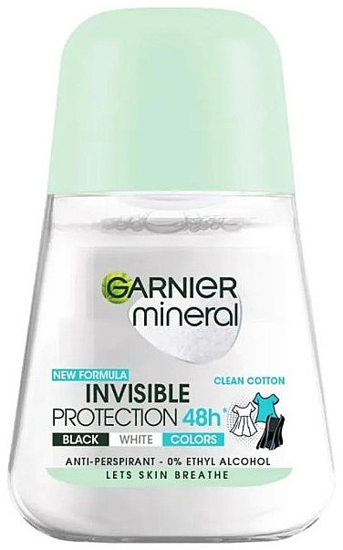 Dezodorant w kulce - Garnier Mineral Invisible Protection 48 H Anti-Perspirant Roll-On — Zdjęcie N1