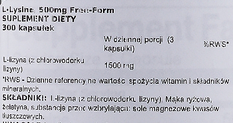 Suplement diety L-Lizyna, 500 mg - Swanson L-Lysine 500mg Free-Form  — Zdjęcie N3