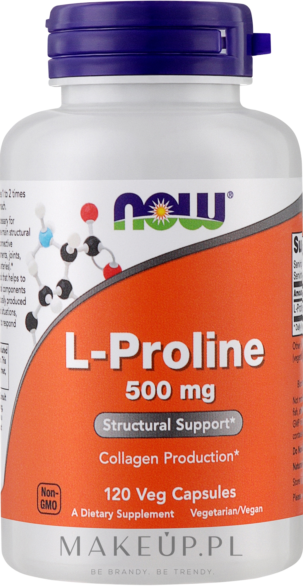 L-prolina w kapsułkach na zdrowe stawy - Now Foods L-proline — Zdjęcie 120 szt.