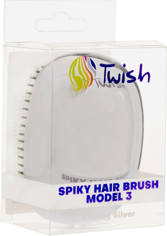 Szczotka do włosów, srebrna - Twish Spiky 3 Hair Brush Shining Silver