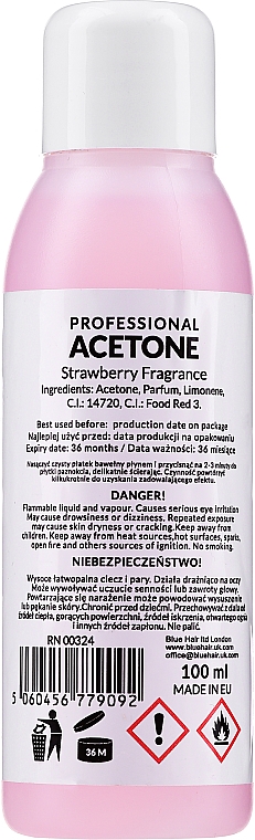 Acetonowy zmywacz do paznokci Truskawka - Ronney Professional Acetone Strawberry — Zdjęcie N2