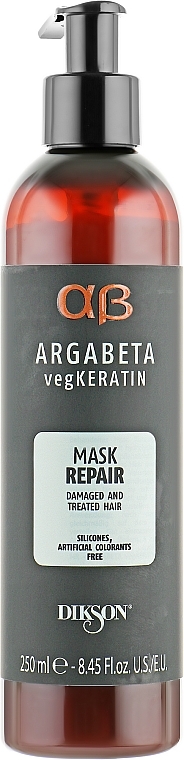 Naprawcza maska do włosów zniszczonych z keratyną - Dikson Argabeta vegKeratin Mask Repair — Zdjęcie N1