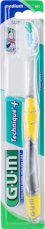 Szczoteczka do zębów Technique+, średnia, żółta - G.U.M Medium Compact Toothbrush — Zdjęcie N1