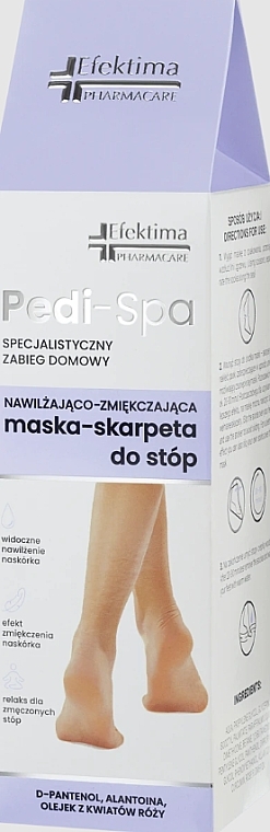 Nawilżająca maska skarpeta do stóp - Efektima Pharmacare Pedi-Spa Moisturizing Socks — Zdjęcie N2