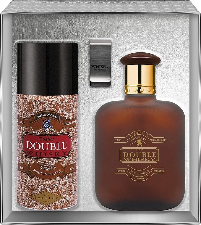 Evaflor Double Whisky - Zestaw (edt 100 ml + deo 150 ml + money clip) — Zdjęcie N1