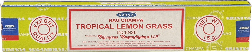 Kadzidło Tropikalna trawa cytrynowa - Satya Tropical Lemon Grass Incense — Zdjęcie N1