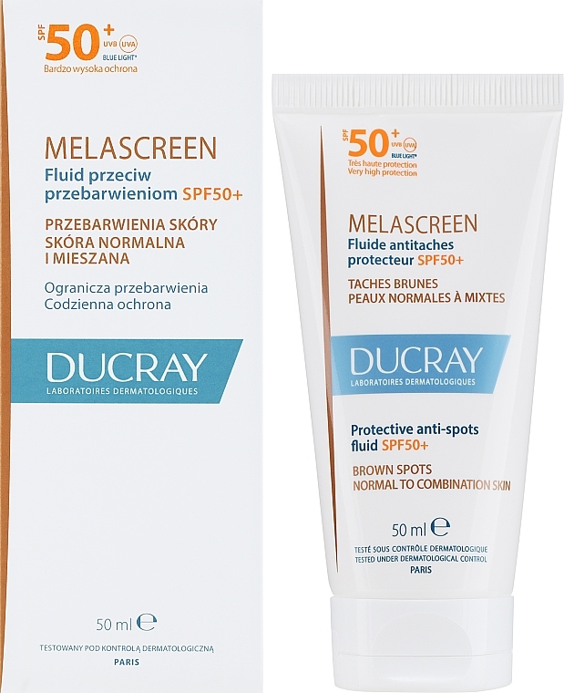 Fluid do twarzy przeciw przebarwieniom SPF 50+ - Ducray Melascreen Protective Anti-spots Fluid SPF 50 Normal to Combination Skin — Zdjęcie N1