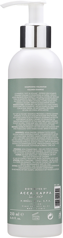 Szampon wygładzający i zwiększający objętość - Acca Kappa Soft & Volume Shampoo — Zdjęcie N2