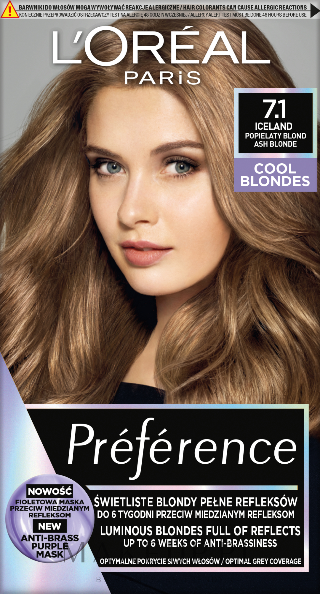 Farba do włosów - L'Oreal Paris Preference Cool Blondes — Zdjęcie 7.1 Iceland