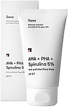Kup Przeciwutleniająca maseczka do twarzy z kwasami AHA + PHA + Spirulina 5% - Sane AHA + PHA + Spirulina 5% Anti-pollution Face Mask